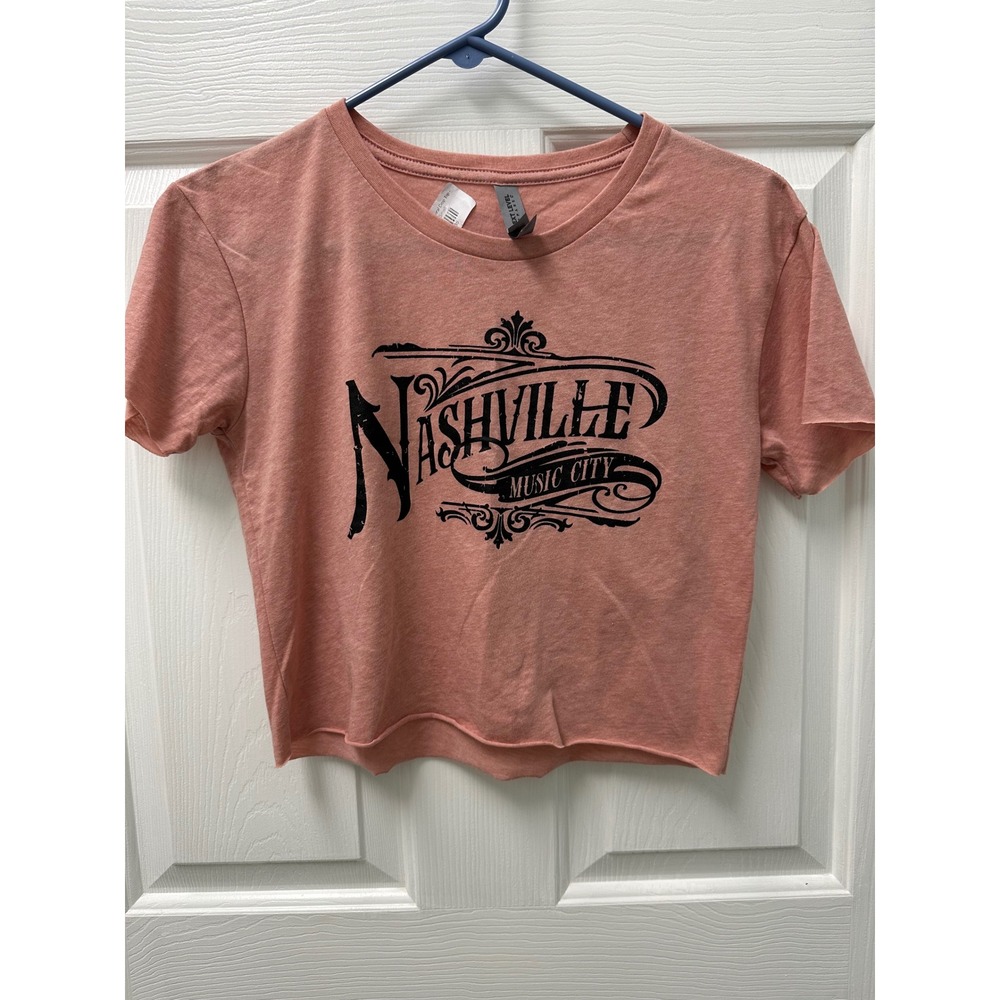 Next Level Nashville Music City Graphic Crop Top Pink Small